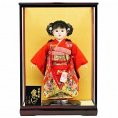 市松人形 齊藤公司作 13号 赤 ケース入り 横幅42cm