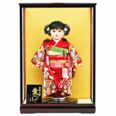 市松人形 齊藤公司作 13号 赤 ケース入り 横幅42cm