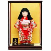 市松人形 齊藤公司作 13号 赤 ケース入り 横幅42cm