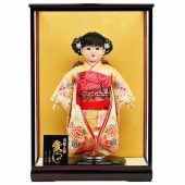 市松人形 齊藤公司作 13号 花柄 ケース入り 横幅42cm