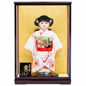 市松人形 齊藤公司作 13号 花柄 ケース入り 横幅42cm