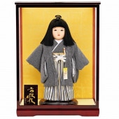 市松人形 齊藤公司作 13号 男の子 紋付き袴 ケース入り 横幅39.5cm