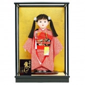 市松人形 齊藤公司作 9号 京都西陣裂地 ケース入り 横幅32.5cm