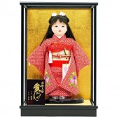 市松人形 齊藤公司作 8号 京都西陣裂地 桜柄 ケース入り 横幅29cm