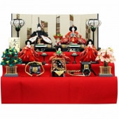 雛人形 久月×天祥 ワダエミ監修 三段飾り 五人飾り 有職雛 光源氏 横幅91cm