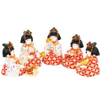 雛人形 こひな 木目込み 五人囃子 単品 京都西陣裂地白桜 横幅5.3cm