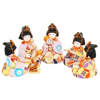 雛人形 こひな 木目込み 五人囃子 単品 京都西陣裂地古典文様 横幅5.3cm