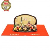 雛人形 こひな 木目込み 流水さくら 十人飾り 龍村裂 うさぎと亀 毛せん付き 横幅40cm