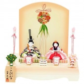 雛人形 こひな 木目込み 桃姫 花珠 親王飾り 古典花々 赤黒 横幅35cm