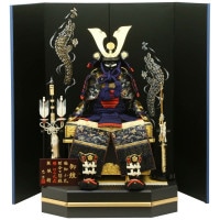 五月人形 大越忠保 鎧飾り 紺日の丸威 1/5 横幅88cm