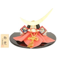 五月人形 工房天祥 木目込み兜 黒盆飾り 中鍬 伊達政宗 徳川家康 大鍬 三日月型 横幅27cm