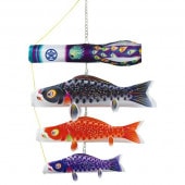 鯉のぼり 室内用 徳永 吊るし飾り 星歌スパンコール 星歌友禅 家紋・花個紋・名前入可能 黒鯉80cm