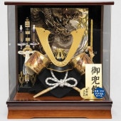 五月人形 工房天祥 黄金長鍬 兜ケース飾り 横幅38cm