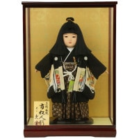 市松人形 久月 齊藤公司 市松人形 13号 男の子 ケース飾り 金糸加工 横幅41.5cm