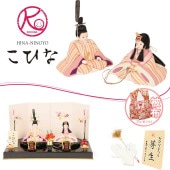 雛人形 こひな 木目込み 親王飾り 和紙四曲屏風 横幅40cm