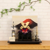 五月人形 工房天祥 兜飾り 国宝 純金箔押し 竹雀之兜 8号 兜 赤富士屏風 奈良春日大社所蔵模写 横幅58cm