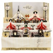 雛人形 工房天祥 三段飾り 五人飾り 優雅雛 東玉 毛氈風 段掛け飾り シルバー 横幅84cm