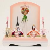 雛人形 こひな 木目込み 親王飾り 花珠 刺繍仕様 横幅35cm