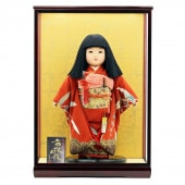 市松人形 齊藤公司作13号 ケース飾り 正絹本式仕立 横幅43cm