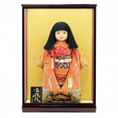 市松人形 齊藤公司作13号 ケース飾り 正絹本式仕立 横幅43cm