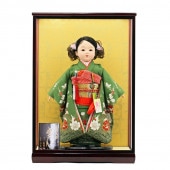 市松人形 齊藤公司作13号 ケース飾り 横幅43cm