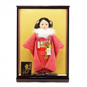 市松人形 公司作 市松人形13号 ファー付き ケース飾り 横幅42cm