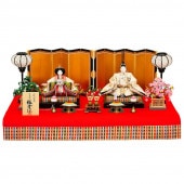 雛人形 京雛 平安雛幸 京八番 親王飾り 御雛 正絹西陣帯地 牡丹 菊 横幅125cm