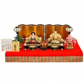 雛人形 京雛 平安雛幸 京七番 親王飾り 御雛 正絹西陣帯地 鶴 伝統的紋様柄 横幅125cm