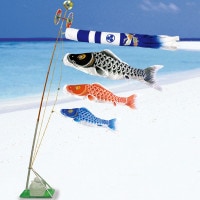 鯉のぼり 庭園用 ベランダ用 村上 登竜門 新型鶴亀吹流し 家紋 名前入れ お顔写真入れ可能 水袋 万能型スタンドセット 6点 黒鯉2m