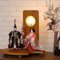 雛人形 立雛 おぼろ月夜 茶 親王飾り 立ち姿雛 芥子親王 横幅45cm