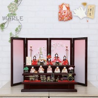 雛人形 木目込み マール 三段飾り 十人飾り 屏風 横幅75cm