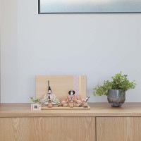 雛人形 宴桜 親王飾り 木目調二曲屏風 横幅50cm