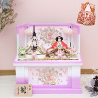 雛人形 うるはし雛 ぷり姫シリーズ 小三五親王 ラベンダー収納飾り 横幅55cm