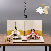 雛人形 うるはし雛 小三五親王 二曲一双つゆ芝金屏風 横幅60cm