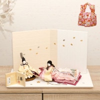 雛人形 親王飾り 柴田家千代作 葵シリーズ ピンク イエロー 横幅50cm