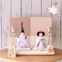 雛人形 木目込み ココ 立雛 親王飾り 刺繍雛 白ピンク ティピシリーズ 横幅30cm