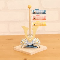 リュウコドウ 兜と鯉のぼり セット Koti ちりめん 卓上飾り スカイブルー