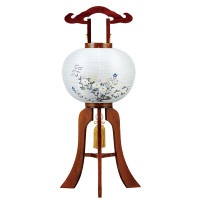 盆提灯 置き提灯 銘木工芸行灯 楽々行灯 ケヤキ調 12号 40W 絹二重絵 書き絵 菊 極太 楽々式 天然木 ●7営業日で発送／家紋・名入の場合+10日間 1/15より順次発送