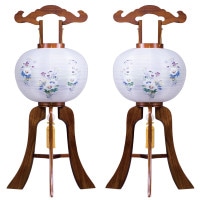 盆提灯 けやき調 立花対柄 絹二重 13号W 39x97cm 一対 極厚18mm ワンタッチ仕様 7営業日以内に発送 1/15より順次発送