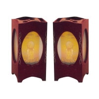 盆提灯 あずさ お地蔵様 紫檀色 回転付 対入 28cm 7営業日以内に発送 1/15より順次発送