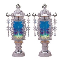 盆提灯 バブル灯 7号 プラチナブルー 瓔珞付 対入 33cm 7営業日以内に発送 1/15より順次発送