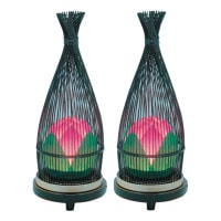 盆提灯 てまり 蓮華 黒 対入 竹材 33cm 7営業日以内に発送 1/15より順次発送