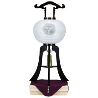 盆提灯 総黒檀 白二重 13号W 39x99cm 極厚24mm 桐箱ふくさ付 香炉焼風鎮付 ワンタッチ仕様 7営業日以内に発送 1/15より順次発送