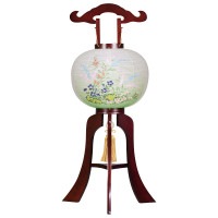 盆提灯 紫檀調 花風 V紙張 12号H 36x92cm 回転風車付 7営業日以内に発送 1/15より順次発送