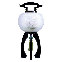 盆提灯 京型 黒檀塗 秋季 小10号W 30x66cm 織部焼風鎮付 Y-S電池灯 ワンタッチ仕様 7営業日以内に発送 1/15より順次発送