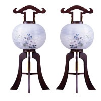 盆提灯 ウォールナット 秋風対柄 絹二重 12号H 36x92cm 極厚18mm 7営業日以内に発送 1/15より順次発送