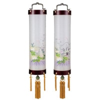 盆提灯 住吉 八番 銘木本ざくら 春蘭対柄 絹二重 26x136cm 対入 電源コード仕様 7営業日以内に発送 1/15より順次発送