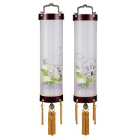 盆提灯 住吉 九番 銘木本ざくら 春蘭対柄 絹二重 28x152cm 対入 電源コード仕様 7営業日以内に発送 1/15より順次発送