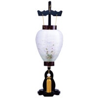 盆提灯 スタンドセット8号 黒檀調 秋季 絹二重 83cm スタンド付御所提灯 新型S電池灯付 7営業日以内に発送 1/15より順次発送