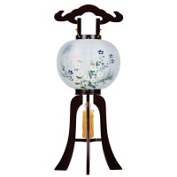 盆提灯 置き提灯 銘木工芸行灯 姫あんどん 華の9号 桜調 25W 絹二重絵 菊山水 天然木 ●7営業日で発送／家紋・名入の場合+10日間 1/15より順次発送